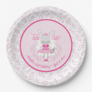 Tutu Cute Bunny Personalised Birthday Paper Plate