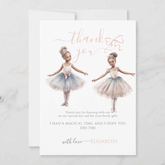 Tutu Cute Elegant Ballerina Birthday Thank You  (Front)