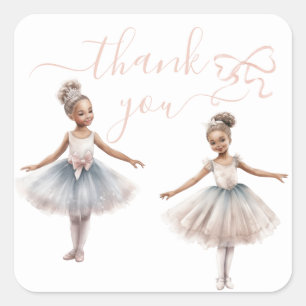 Tutu Cute Elegant Ballerina Birthday Thank You Square Sticker