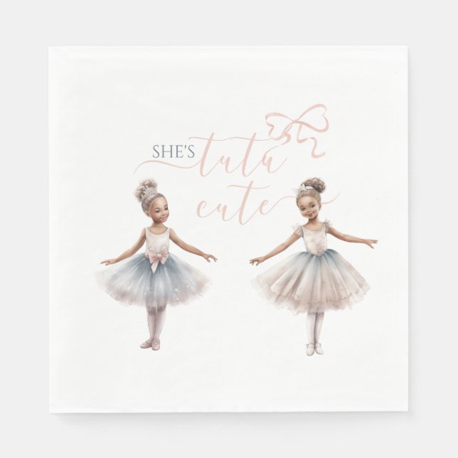 Tutu Cute Elegant Ballerina Watercolor Birthday  Napkin (Front)