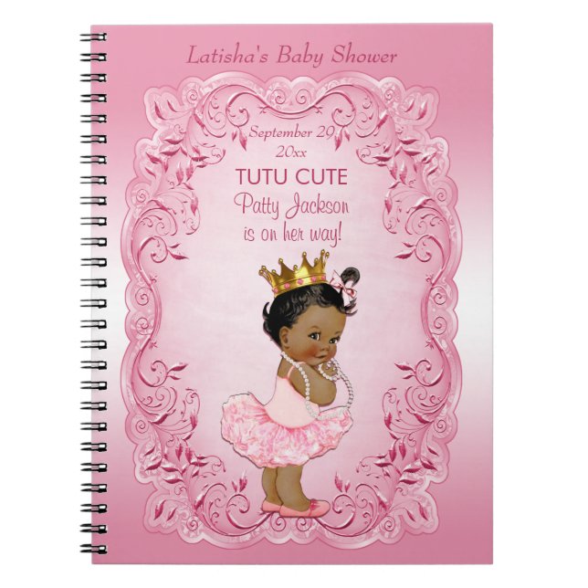 Tutu Cute Ethnic Princess Baby Shower Guestbook Notebook (Front)
