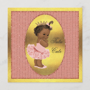 Tutu Cute Ethnic Princess Faux Gold Foil Glitter Invitation