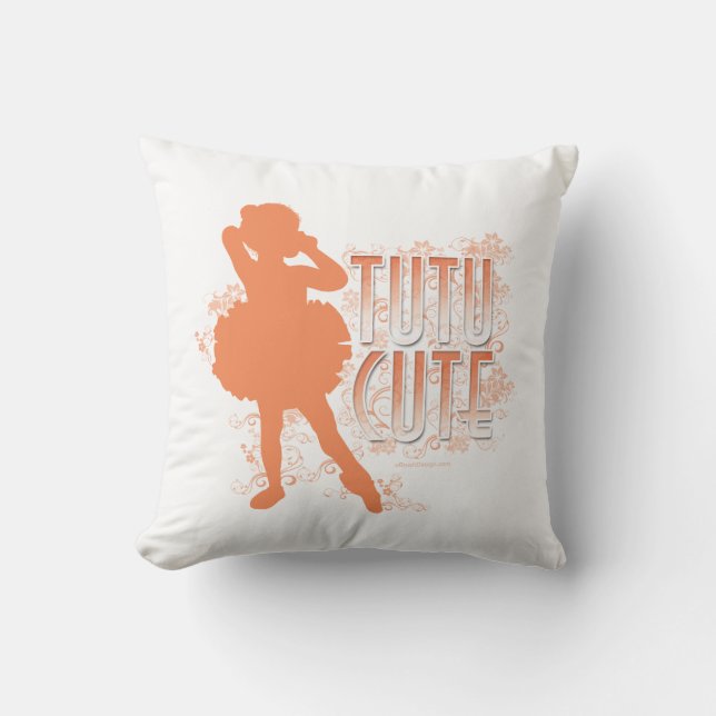 Tutu Cute (orange) Throw Pillow (Front)