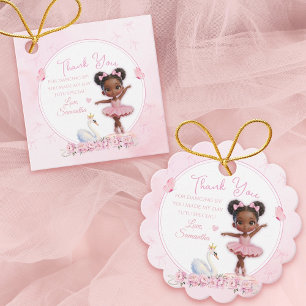 Tutu Cute Pink Ballerina Birthday - Afro Princess Favour Tags