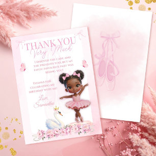 Tutu Cute Pink Ballerina Birthday - Afro Princess Thank You Card