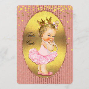 Tutu Cute Princess Faux Gold Foil Confetti Glitter Invitation