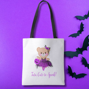 Tutu Cute to Spook! Teddy Bear Witch Ballerina  Tote Bag