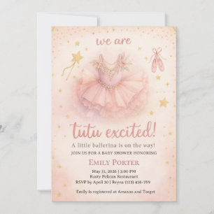 Tutu Excited Ballerina Baby Shower Invitation