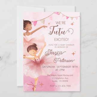 Tutu excited Pink Ballerina Ballet Baby Shower  Invitation