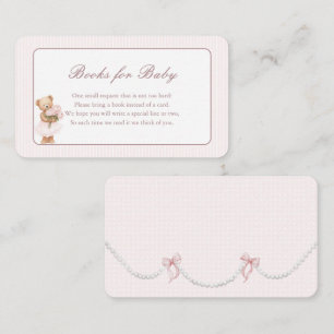 Tutu Excited Pink Coquette Teddy Bear Baby Shower Enclosure Card