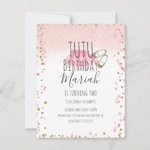 Tutu Girl's Birthday Party Pink Faux Glitter  Invitation