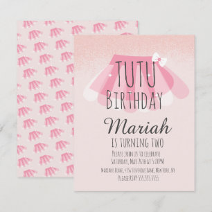 Tutu Girl's Birthday Pink Faux Glitter  Invitation