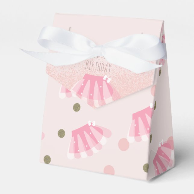  Tutu Girl's Birthday Turning Two Glitter  Pink Favour Box (Front Side)