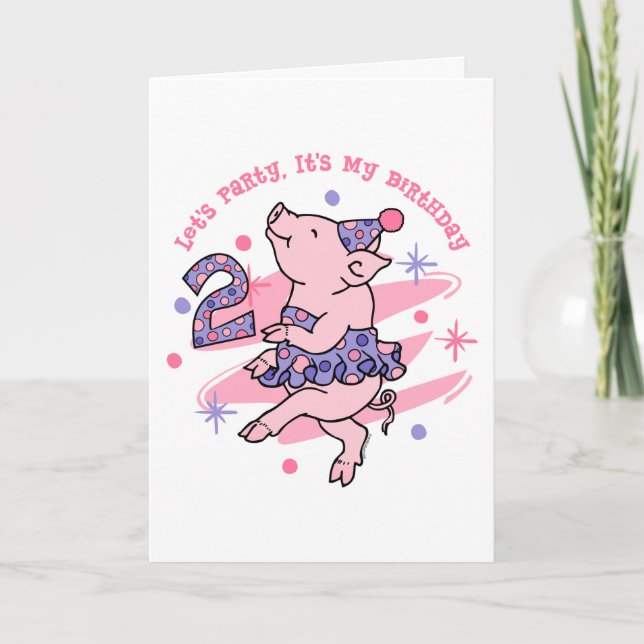 Tutu Piggy 2nd Birthday Card (Front)