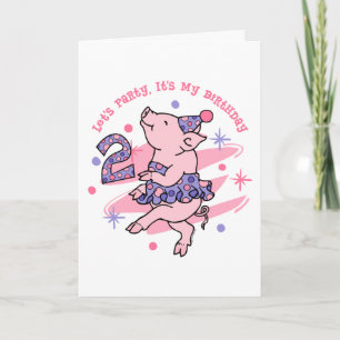 Tutu Piggy 2nd Birthday Card