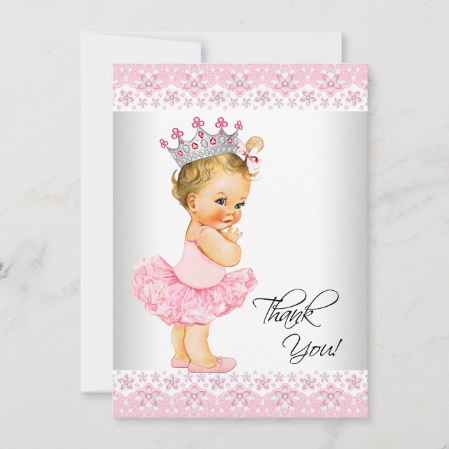 Tutu Princess Baby Shower Thank You Card (Front)