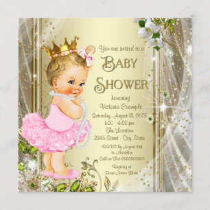 Tutu Princess Pink Gold Baby Shower Invitation