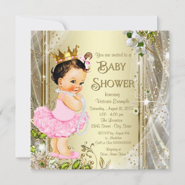 Tutu Princess Pink Gold Baby Shower Invitation (Front)