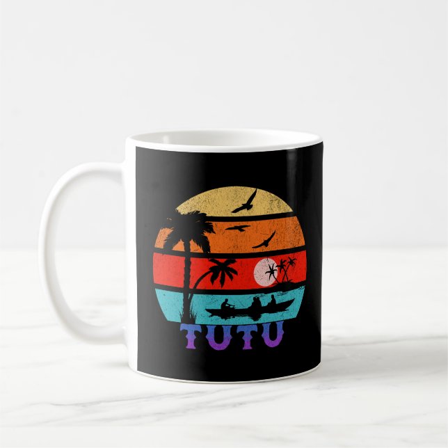 Tutu Retro Sunset Ocean Grandfather Coffee Mug (Left)