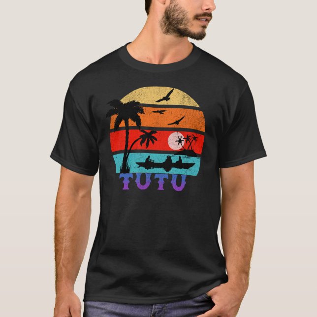 Tutu Retro Sunset Ocean Grandfather T-Shirt (Front)