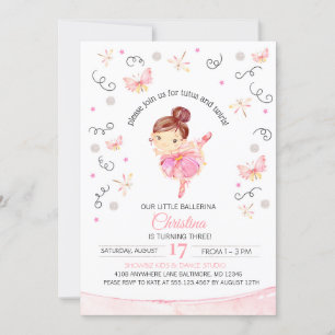 Tutu's and Twirls Ballerina Birthday Invitation