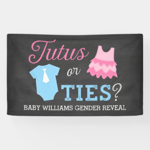 Tutus or Ties Gender Reveal Party Baby Shower Banner