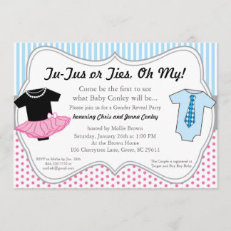 TuTus Ties, Gender Reveal Baby Shower Invitation