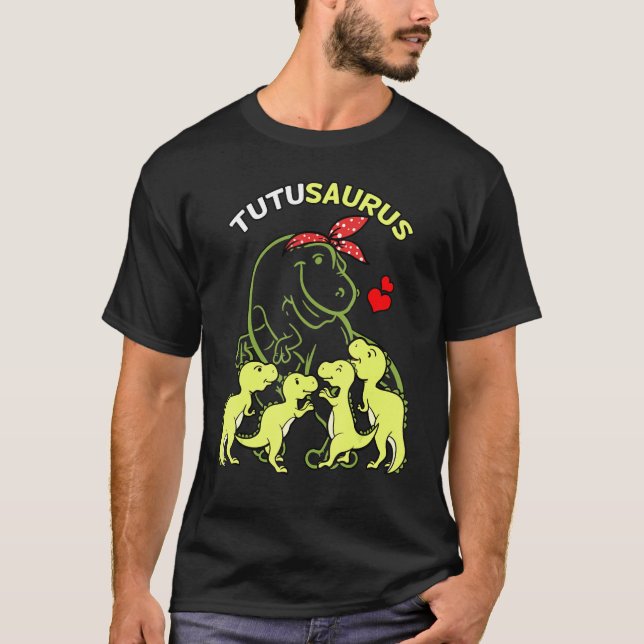 Tutusaurus Tutu 4 Kids Dinosaur Mothers Day T-Shirt (Front)
