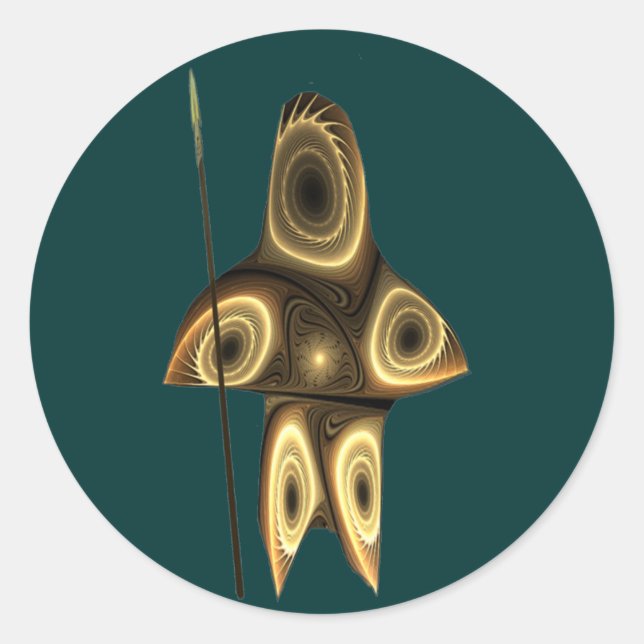 Tuvaaq - Fractal Inuit Hunter Classic Round Sticker (Front)