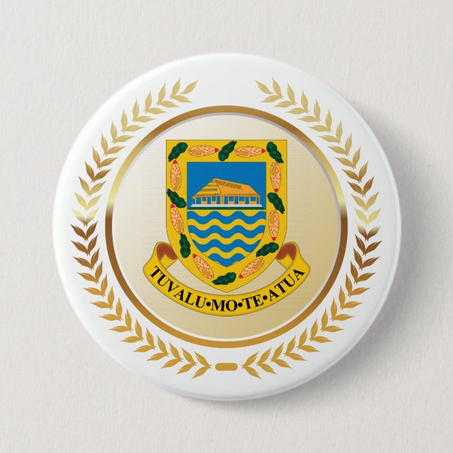 Tuvalu Coat of Arms 7.5 Cm Round Badge (Front)