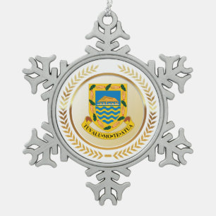 Tuvalu Coat of Arms Snowflake Pewter Christmas Ornament