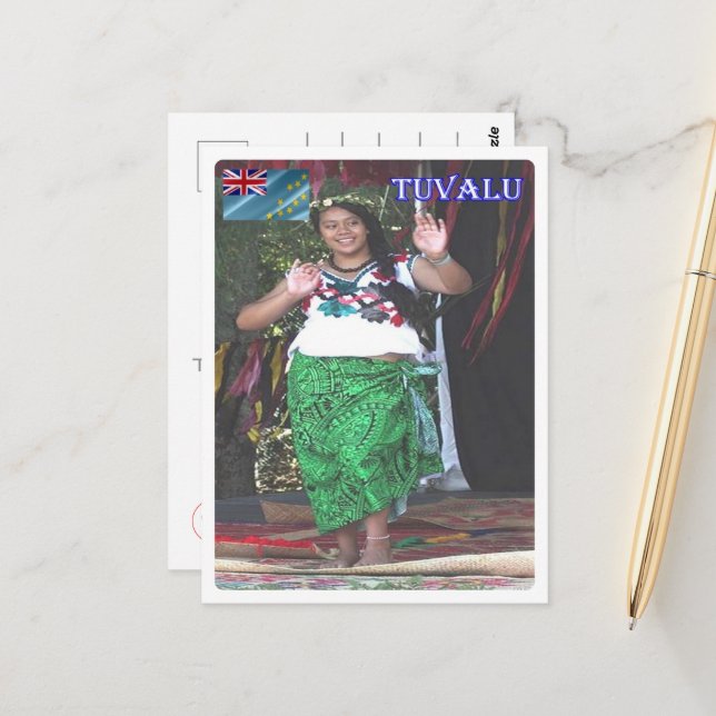 Tuvalu - Dancer - Postcard (Front/Back In Situ)