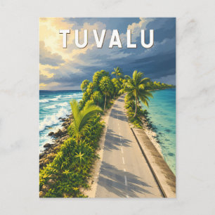 Tuvalu Illustration Travel Art Vintage Postcard
