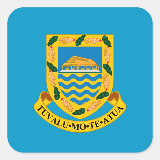 Tuvaluan Coat of Arms, Tuvalu Square Sticker (Front)