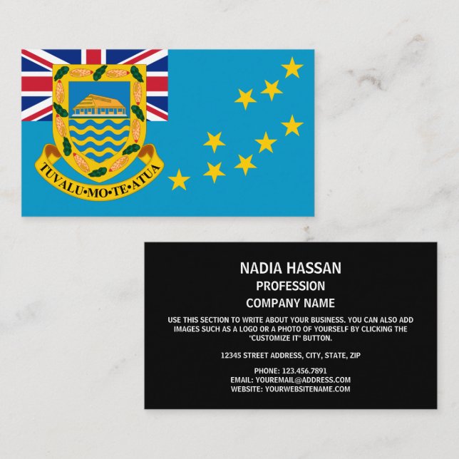Tuvaluan Flag & Coat of Arms, Flag of Tuvalu Business Card (Front/Back)