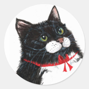 Tux Christmas Cat Classic Round Sticker