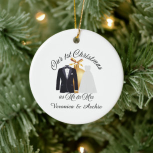 Tux & Dress Gold Ornament Our 1st Christmas
