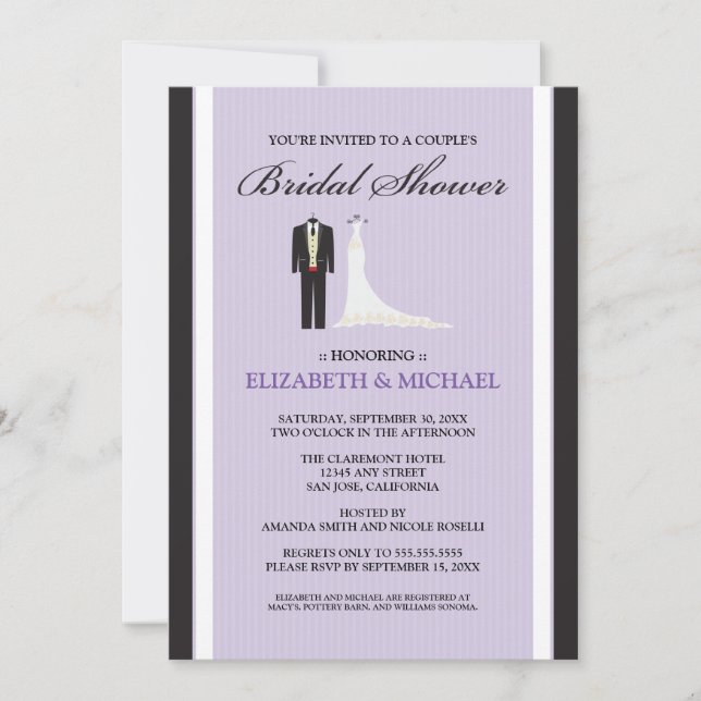 Tux & Gown Couple's Bridal Shower Invitation (Front)