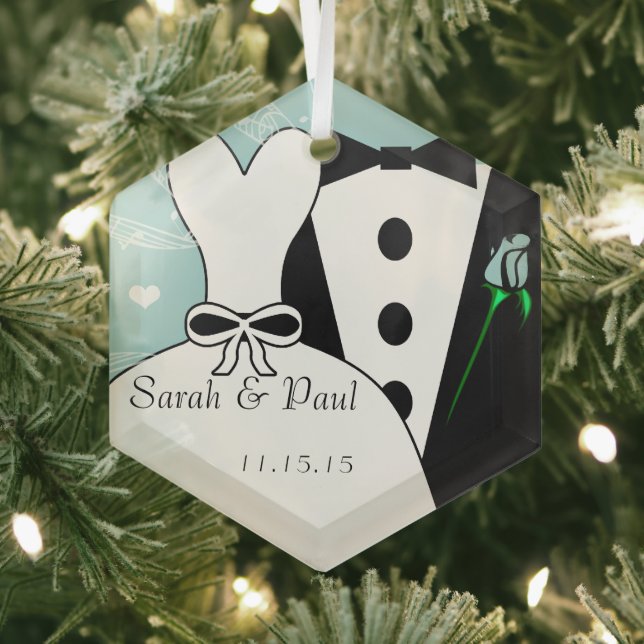 Tux & Gown Wedding First Christmas Ornament (Insitu)