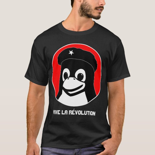 Tux Guevara (dark) - Vive la RÃ©volution T-Shirt (Front)