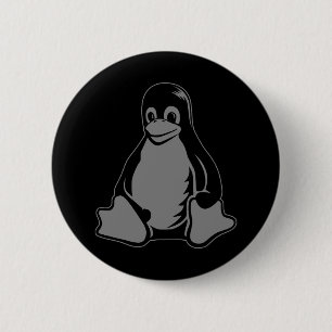 Tux Penguin - (Linux, Open Source, Copyleft, FSF) 6 Cm Round Badge