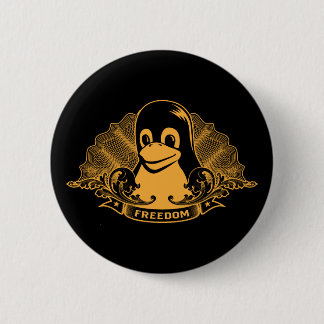 Tux Penguin - (Linux, Open Source, Copyleft, FSF) 6 Cm Round Badge