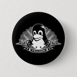 Tux Penguin - (Linux, Open Source, Copyleft, FSF) 6 Cm Round Badge