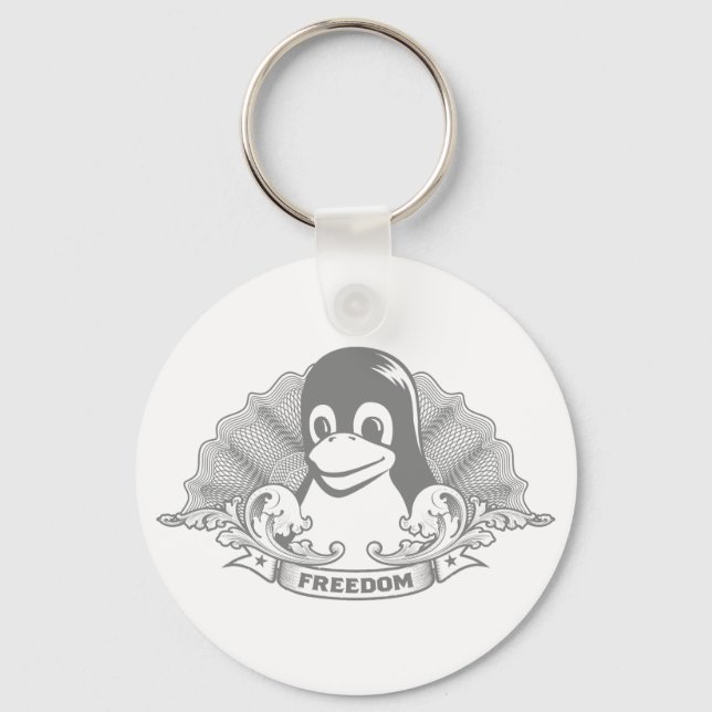 Tux Penguin - (Linux, Open Source, Copyleft, FSF) Key Ring (Front)