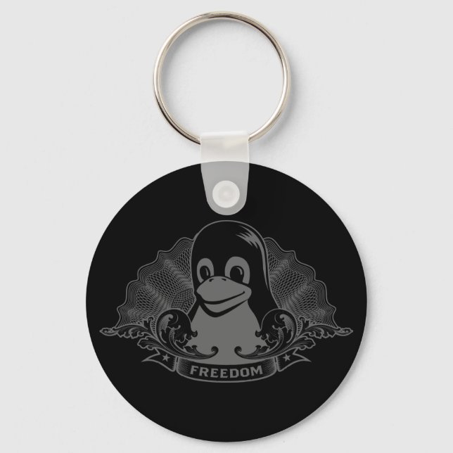 Tux Penguin - (Linux, Open Source, Copyleft, FSF) Key Ring (Front)