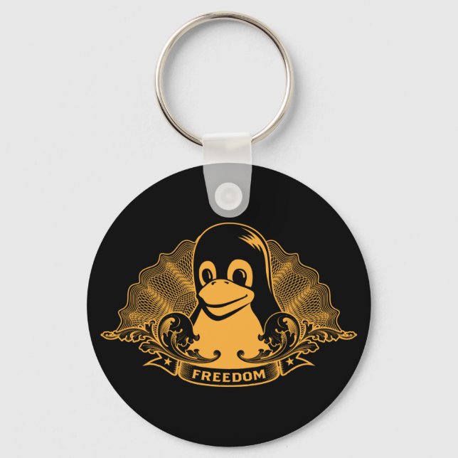 Tux Penguin - (Linux, Open Source, Copyleft, FSF) Key Ring (Front)