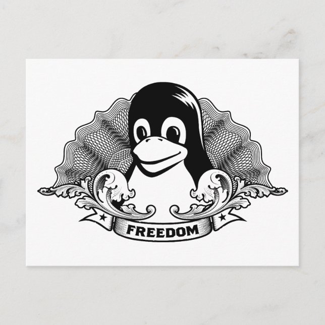 Tux Penguin - (Linux, Open Source, Copyleft, FSF) Postcard (Front)
