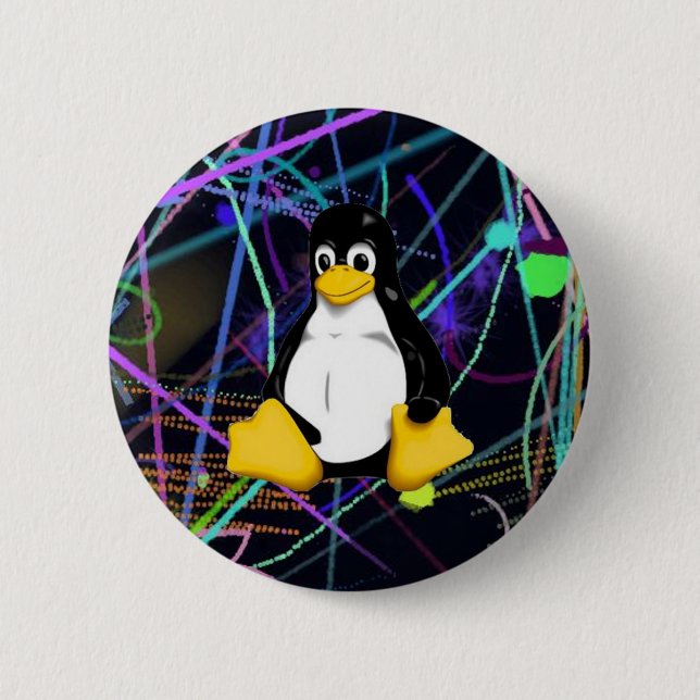 TUX Scribbles 6 Cm Round Badge (Front)