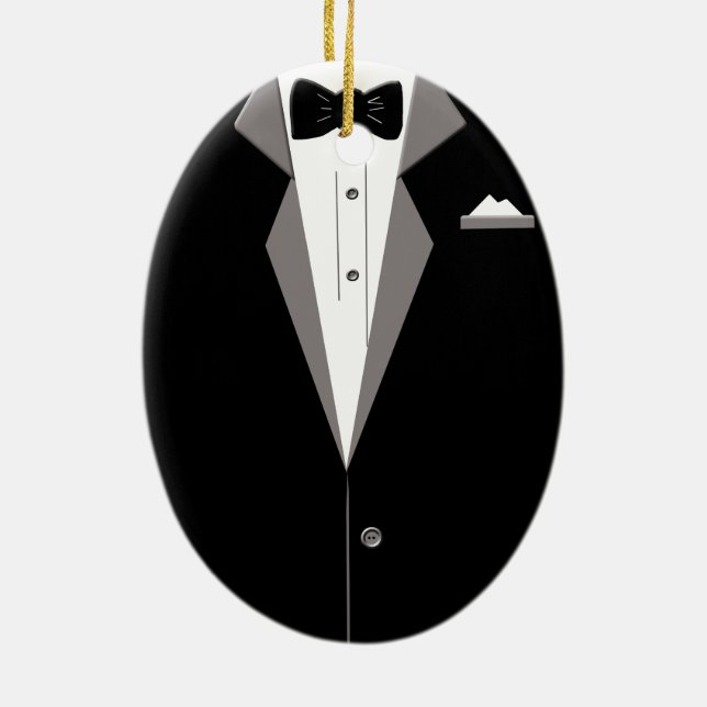 Tuxedo Art Ceramic Tree Decoration (Back)