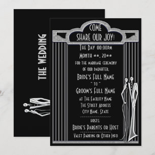 Tuxedo - Art Deco - Black and Silver Invitation